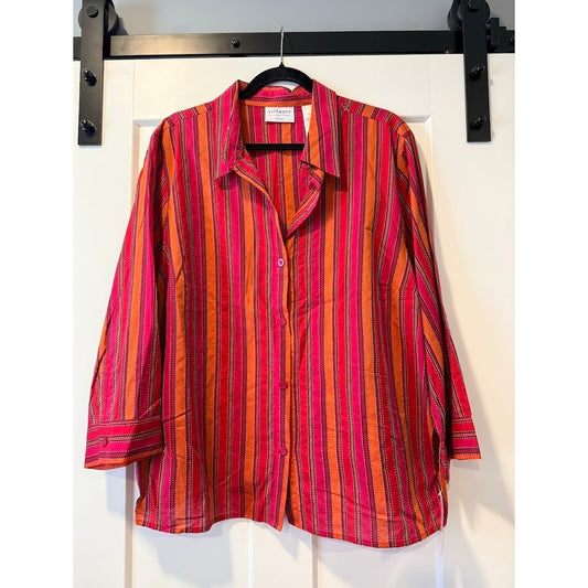 NWT Villager Flowy Button-Front Cotton Top Women's Size 22W