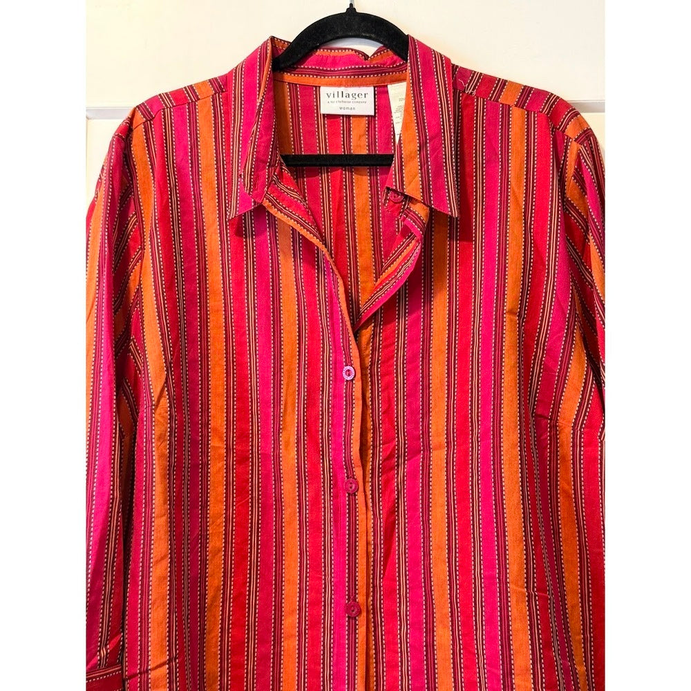 NWT Villager Flowy Button-Front Cotton Top Women's Size 22W