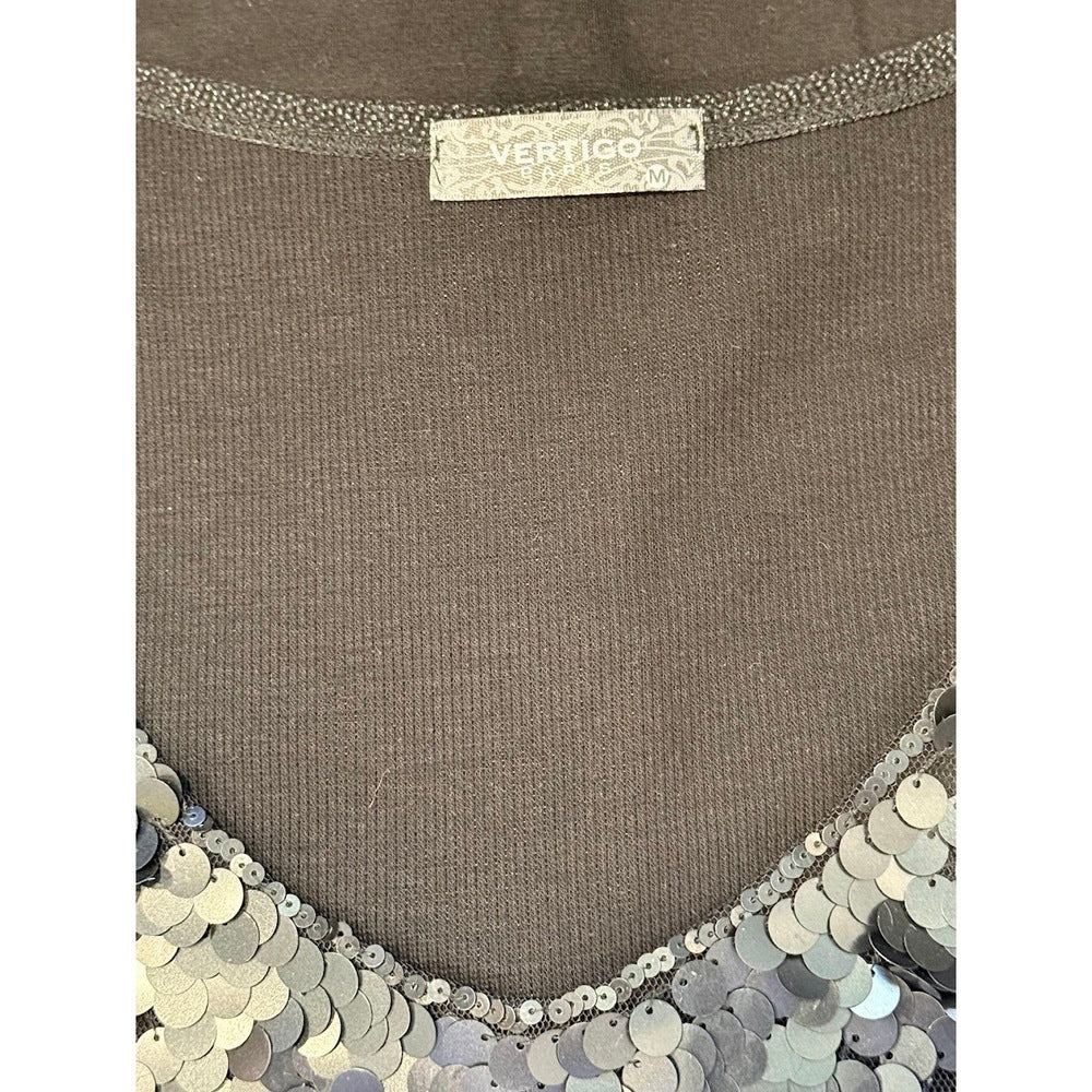 Dressy Vertigo Paris Sequined & Glittery Black Tank Top Ladies Size Medium