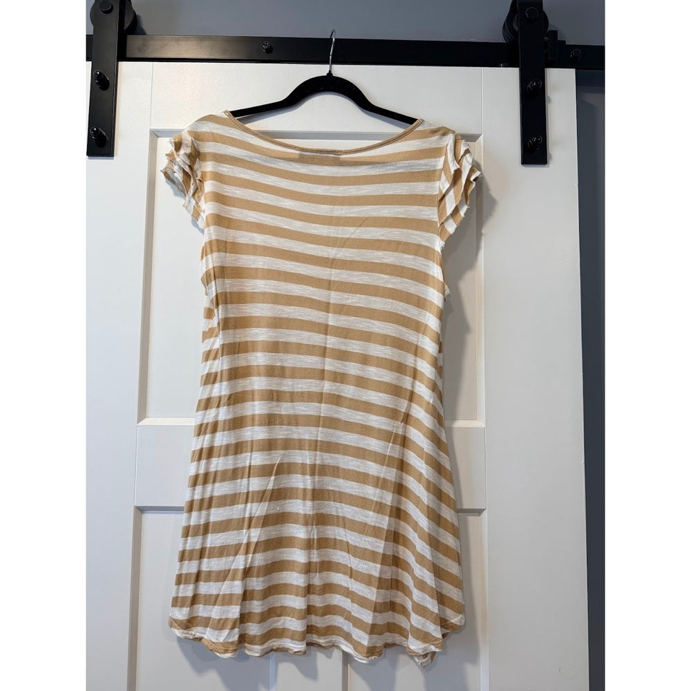 Fun & Flirty Mon Amie Striped Tee With Flower Embellishment Ladies Sz Medium