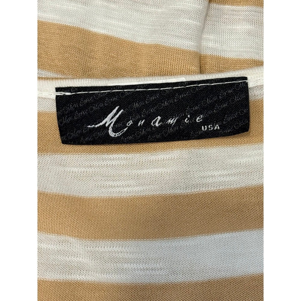 Fun & Flirty Mon Amie Striped Tee With Flower Embellishment Ladies Sz Medium