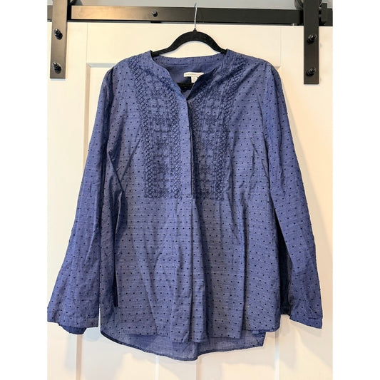 Isaac Mizrahi Navy Blue Cotton Pin Dot Top Ladies Size XL