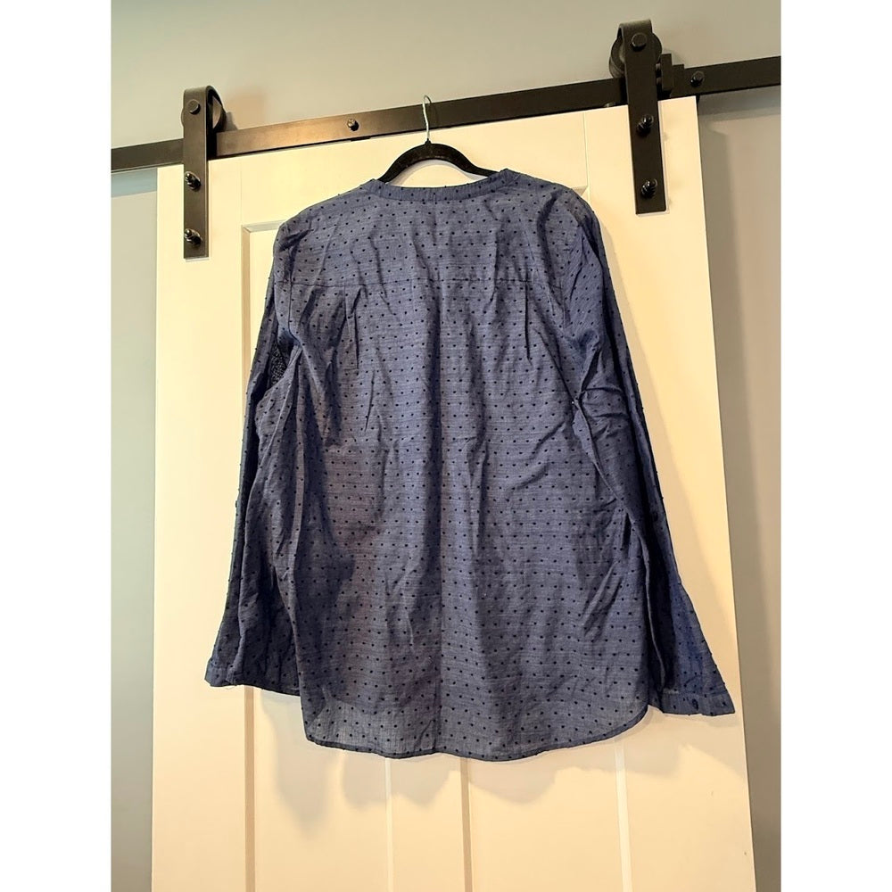 Isaac Mizrahi Navy Blue Cotton Pin Dot Top Ladies Size XL