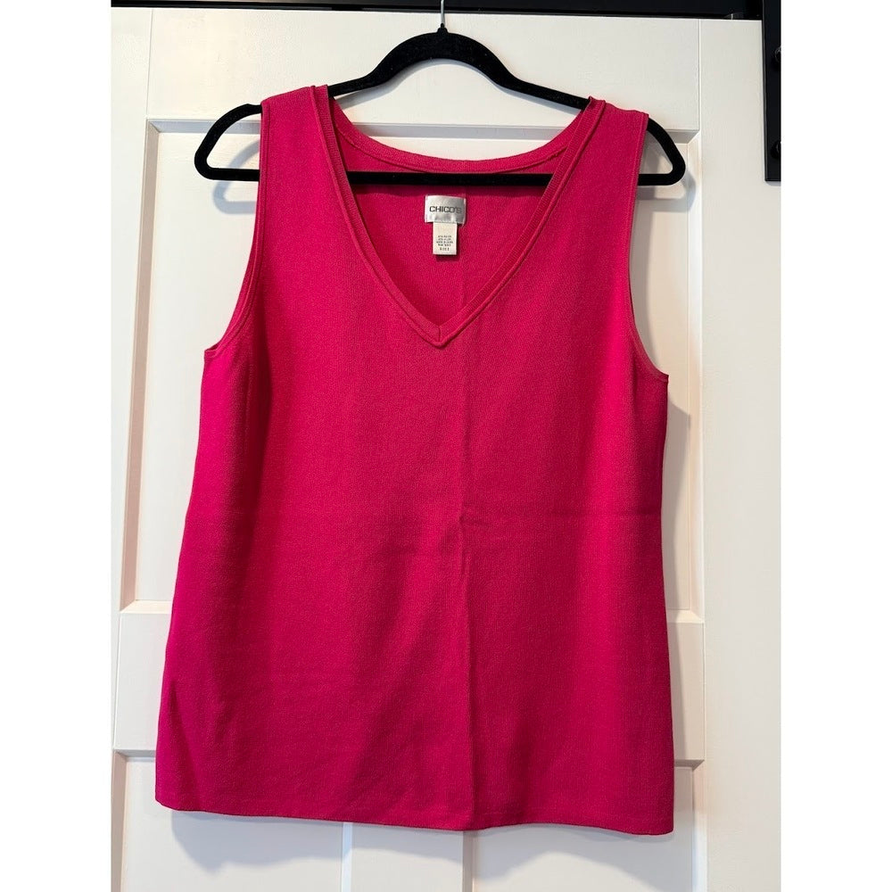 Fun Chico's Hot Pink Sweater Tank Top Chico's Size 2 (Large)