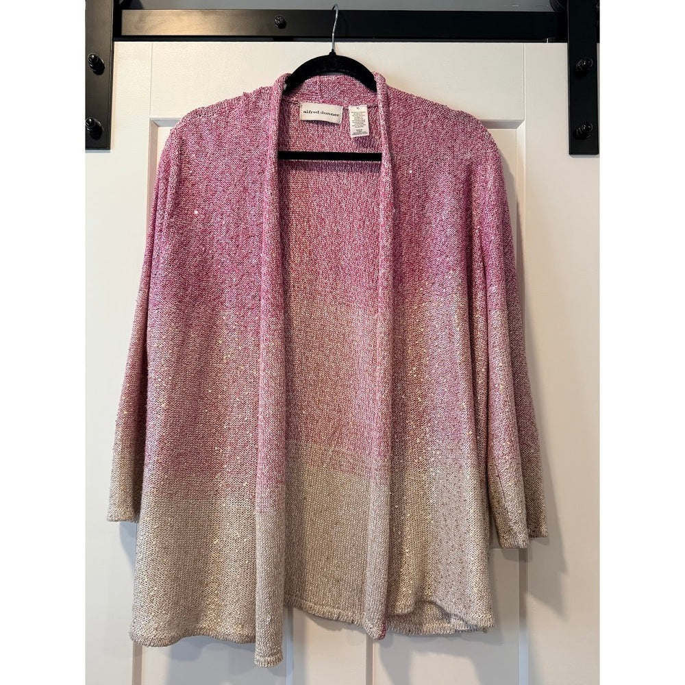 Sparkly Alfred Dunner Pink Ombre Cardigan Ladies Size XL