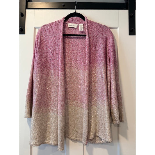 Sparkly Alfred Dunner Pink Ombre Cardigan Ladies Size XL