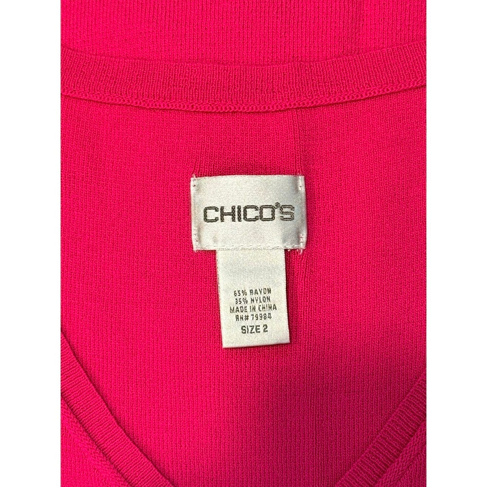 Fun Chico's Hot Pink Sweater Tank Top Chico's Size 2 (Large)