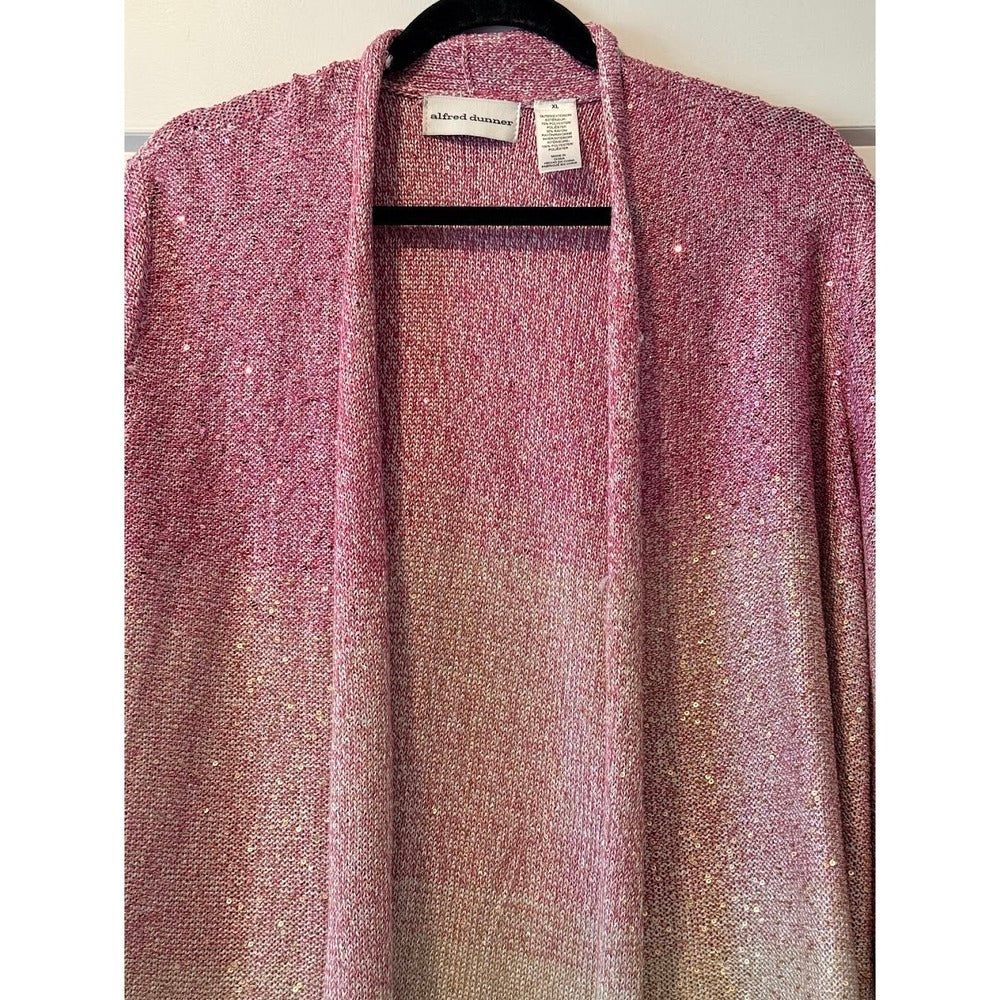 Sparkly Alfred Dunner Pink Ombre Cardigan Ladies Size XL
