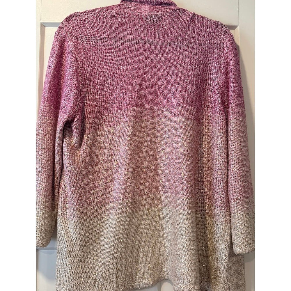 Sparkly Alfred Dunner Pink Ombre Cardigan Ladies Size XL