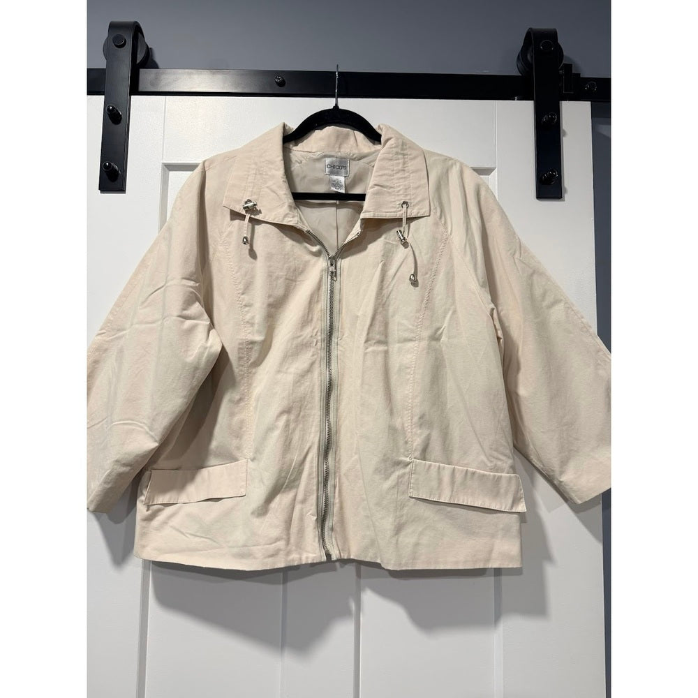 Chico's Tan Lightweight Windbreaker Jacket Ladies Size 3 (X-Large)