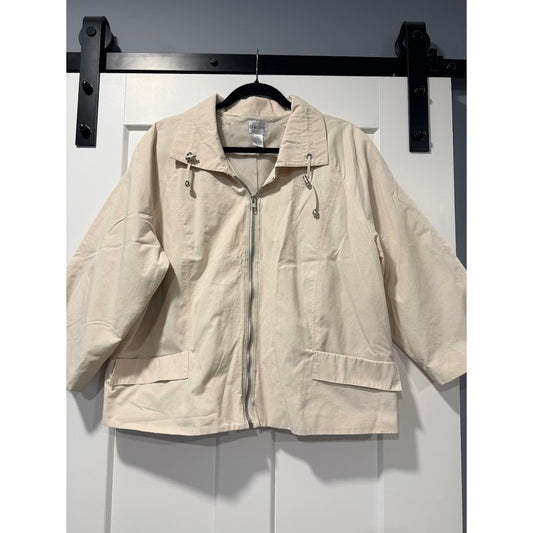 Chico's Tan Lightweight Windbreaker Jacket Ladies Size 3 (X-Large)