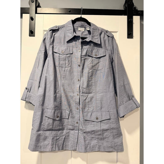 Chico's Chambray Tunic Smoky Blue Ladies Size 3 (X-Large)