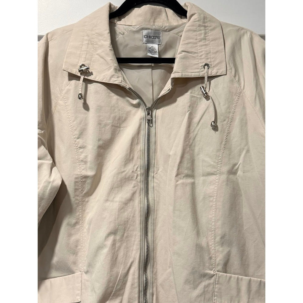 Chico's Tan Lightweight Windbreaker Jacket Ladies Size 3 (X-Large)