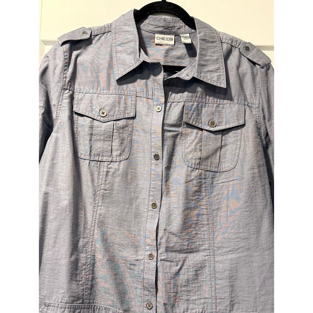 Chico's Chambray Tunic Smoky Blue Ladies Size 3 (X-Large)
