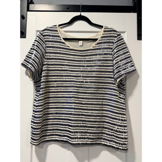 Sparkly Chico's Sequined Dressy Tee Ladies Size 3 (X-Large)