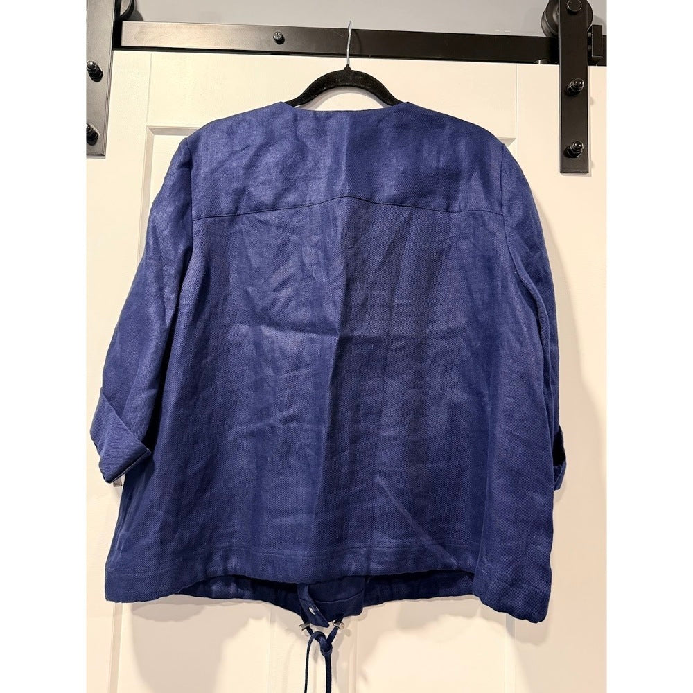 NWT Chico's Navy Blue Linen Blouse Ladies Size 3 (X-Large)