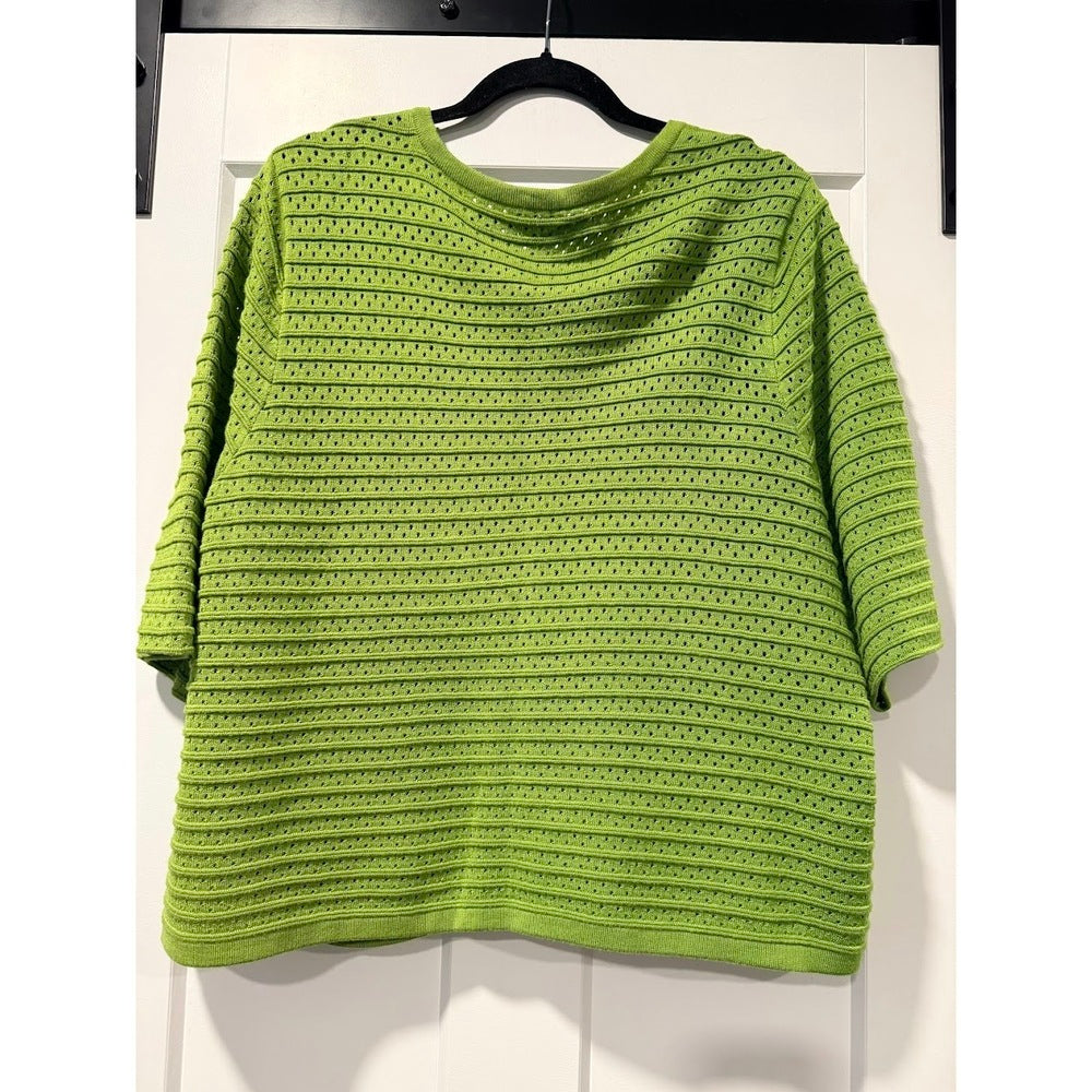 Chico's Lime Green Textured Cardigan Sweater Ladies Size 3 (X-Large)