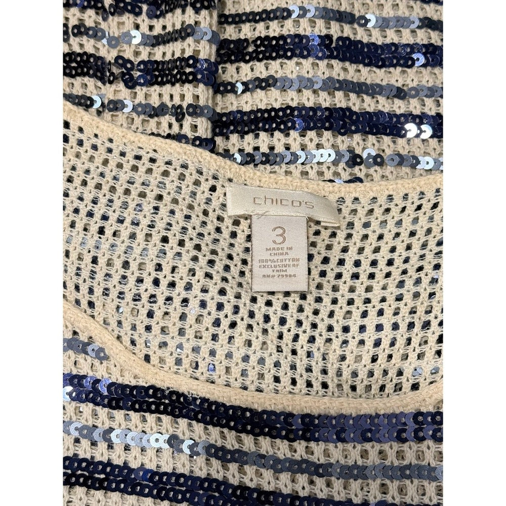 Sparkly Chico's Sequined Dressy Tee Ladies Size 3 (X-Large)