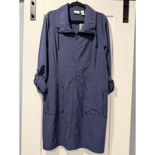 NWT Zenergy by Chico's Zip-Front Navy Blue Tunic Jacket Size 3 (X-Large)