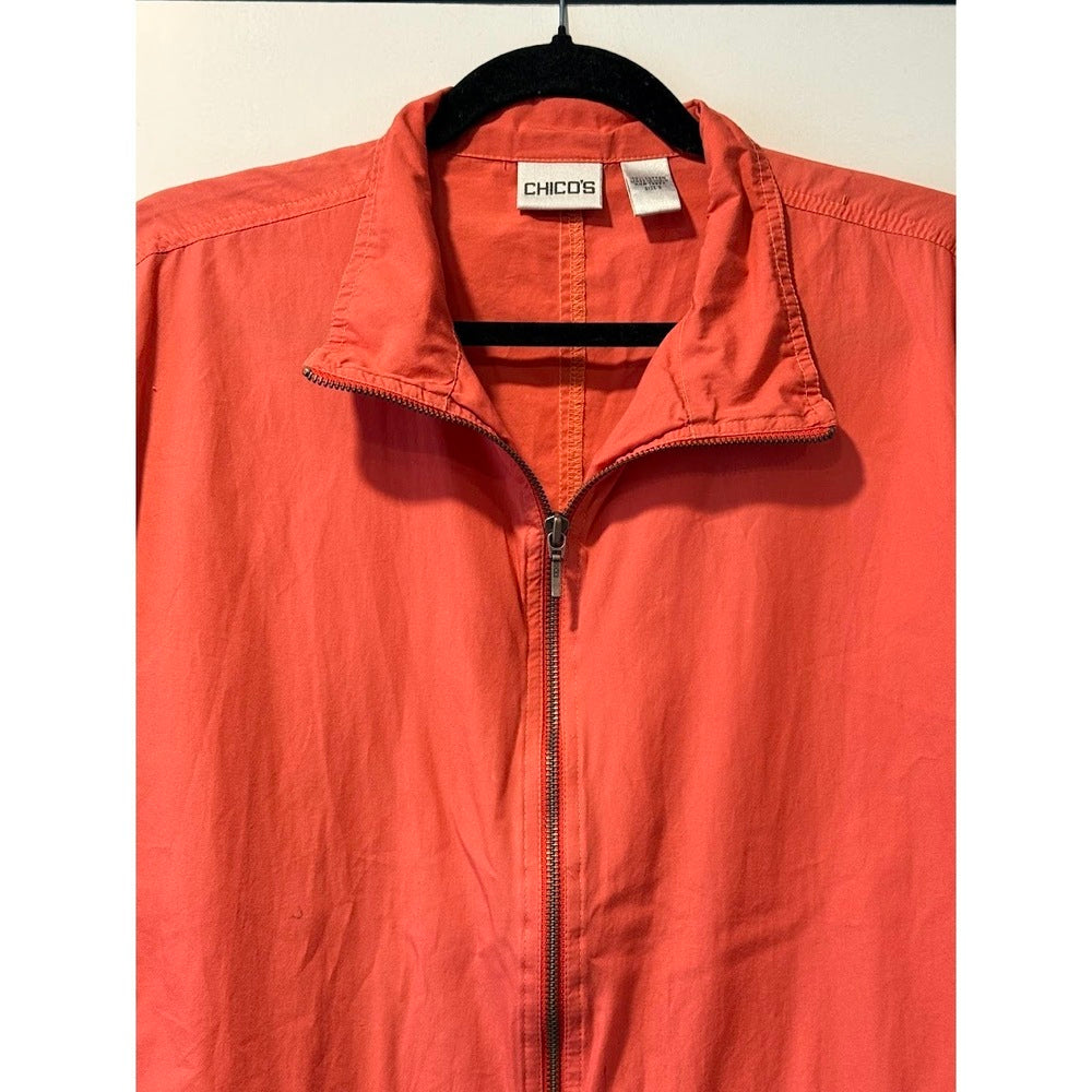 Chico's Lightweight Coral Zip-Front Windbreaker Jacket Ladies Size 3 (X-Large)
