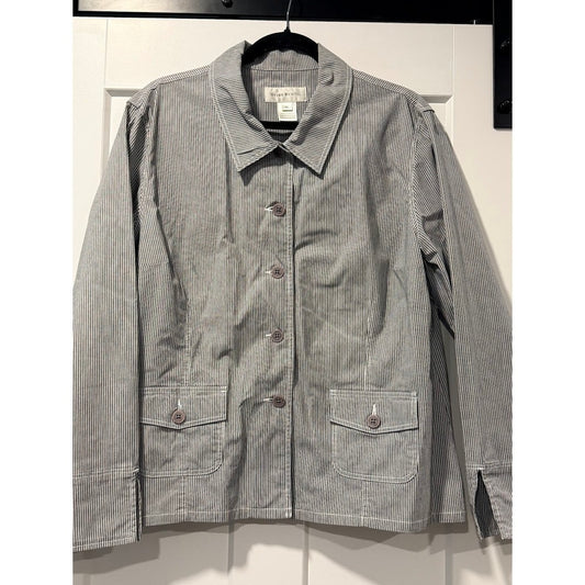 Susan Bristol Button-Front Pinstripe Stretch Jacket Ladies Size XL