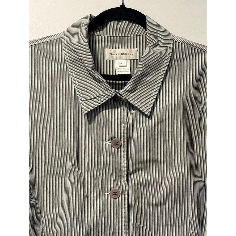 Susan Bristol Button-Front Pinstripe Stretch Jacket Ladies Size XL