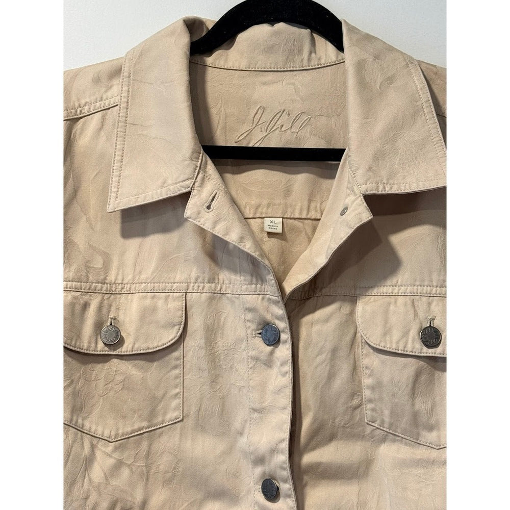 J. Jill 2-Piece Floral Print Tan Jacket & Pant Set Ladies Sz XL & 14