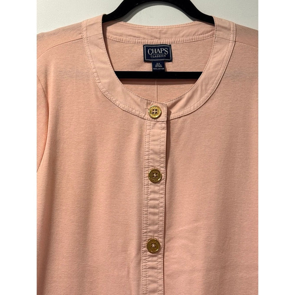 NWT Chaps Classics Light Pink Knit Long-Sleeve Cardigan Tee Ladies Size 2X