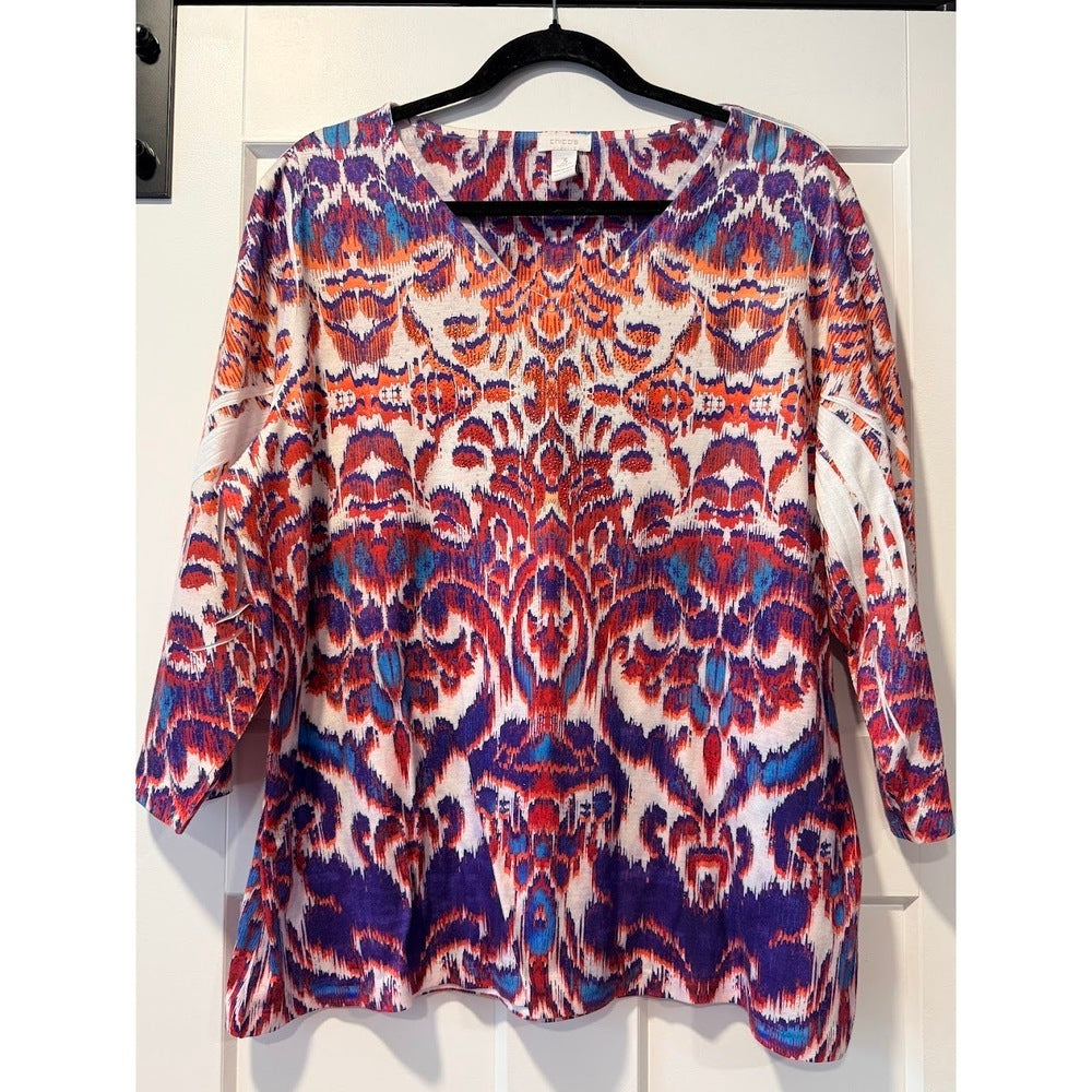 Chico's Sequined Patterned Knit Top Ladies Size 3 (X-Large)