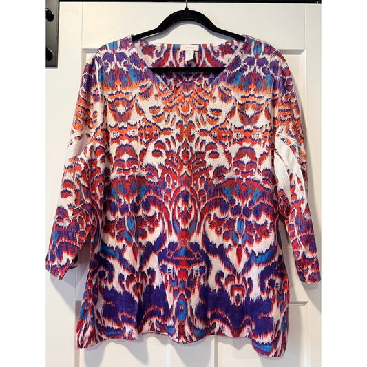 Chico's Sequined Patterned Knit Top Ladies Size 3 (X-Large)