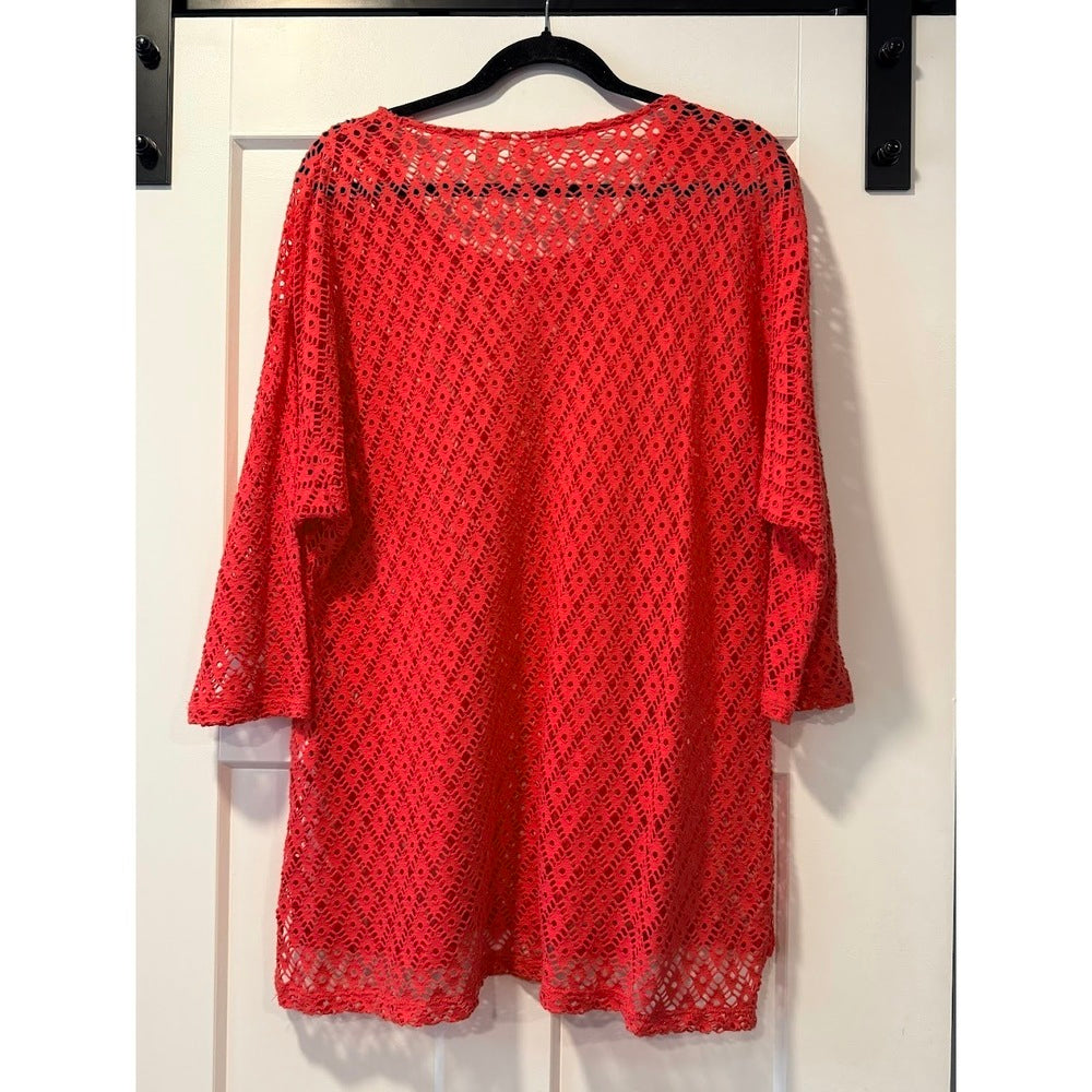 Chico's Airy Coral Tunic Sweater Ladies Size 3 (X-Large)