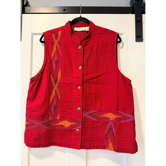 Susan Bristol Western-Style Quilted Red Vest Ladies Size XL