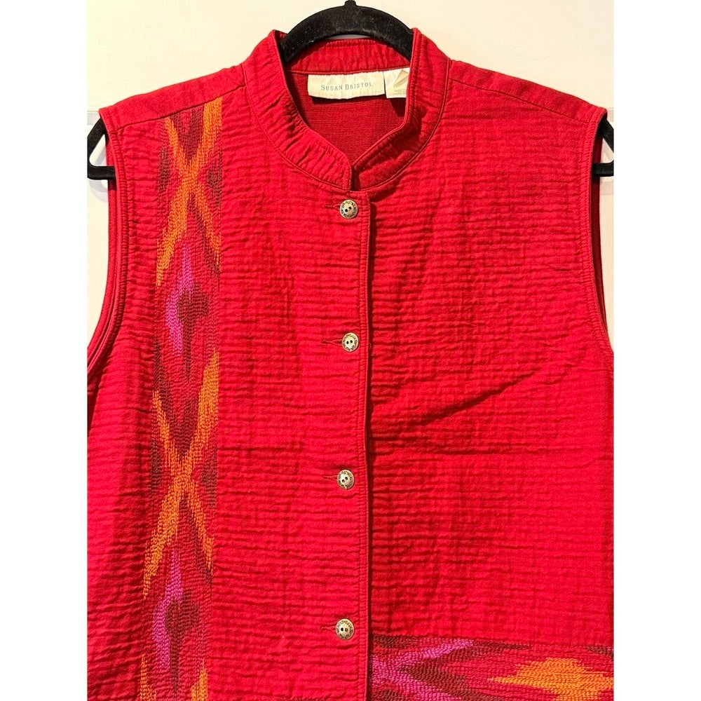 Susan Bristol Western-Style Quilted Red Vest Ladies Size XL