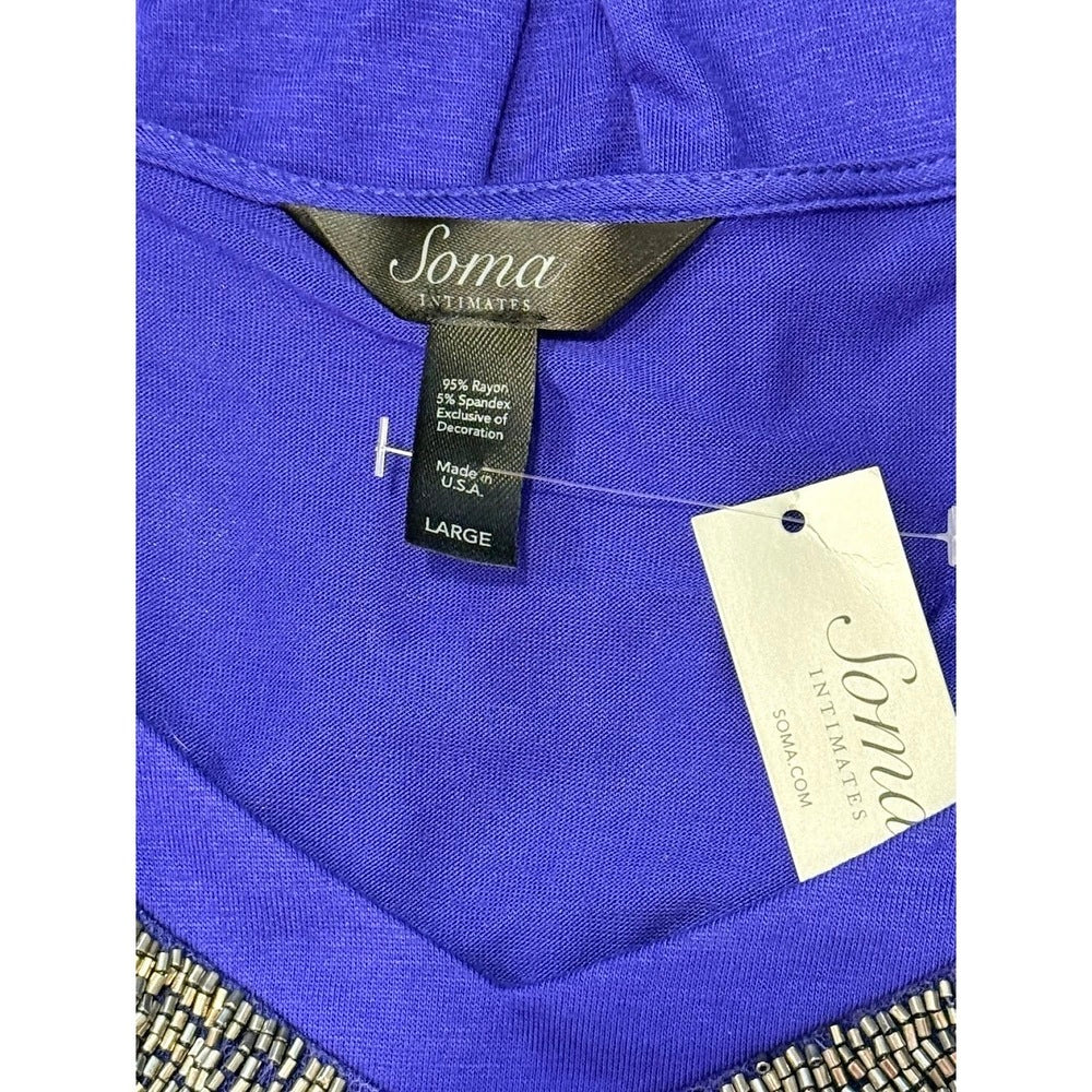 NWT Sparkly Soma Intimates Purple Knit Tunic Top Ladies Size Large