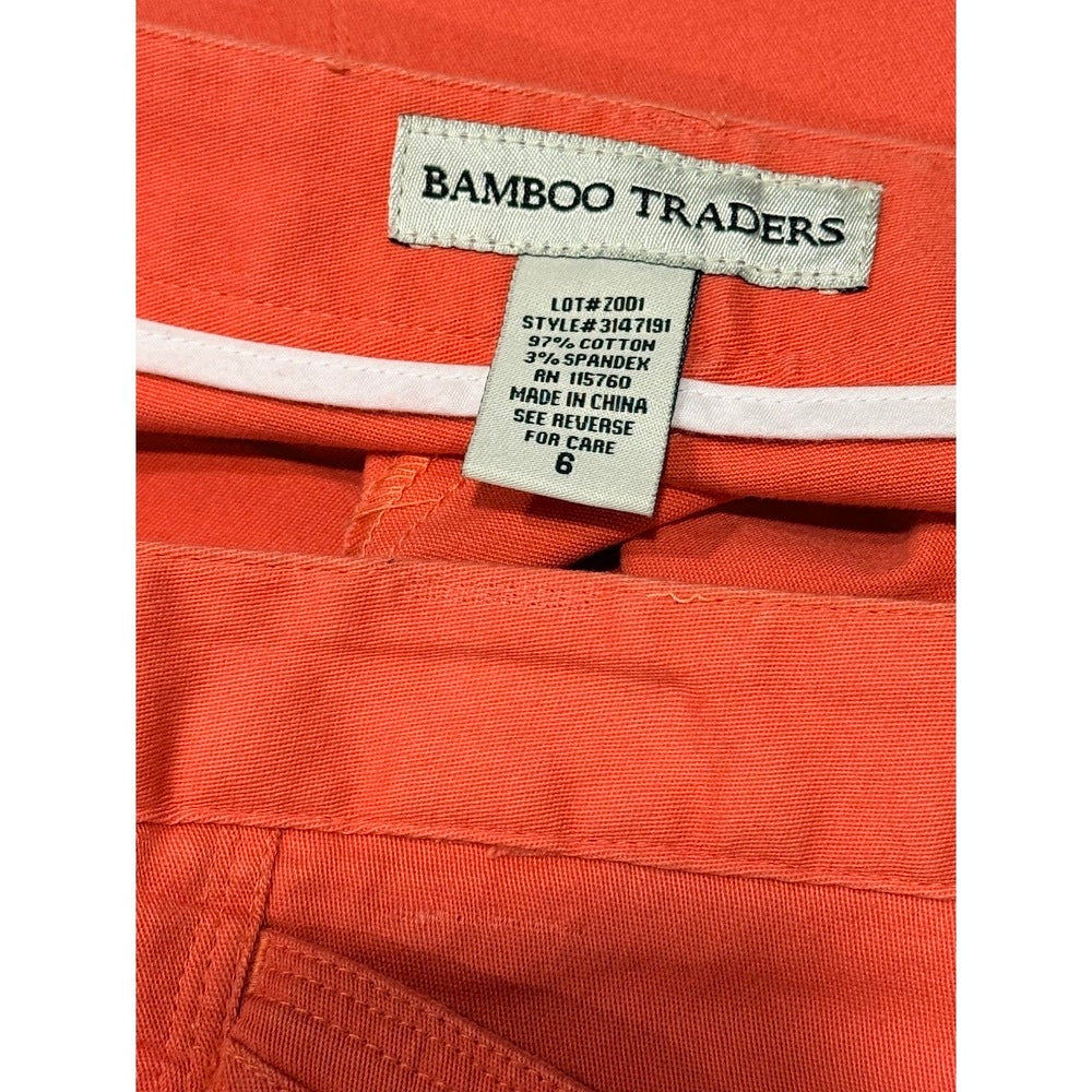 Vibrant Coral Bamboo Traders Cotton Stretch Capris Ladies Size 6