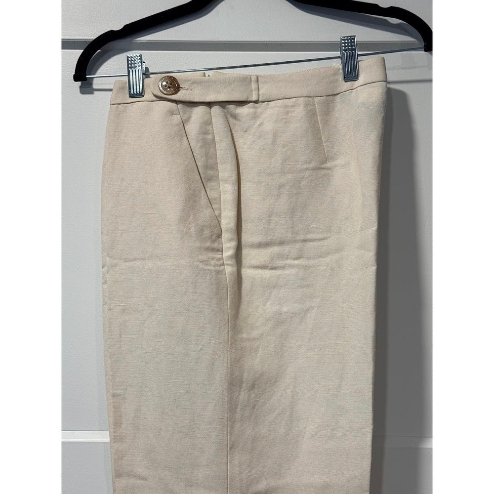 Kasper Linen Blend Ankle-Length Pants in Cream Ladies Sz 8