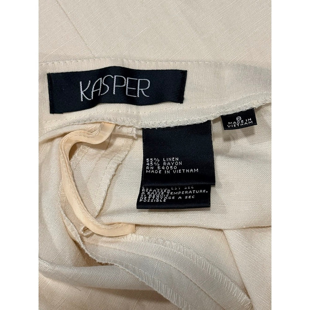 Kasper Linen Blend Ankle-Length Pants in Cream Ladies Sz 8