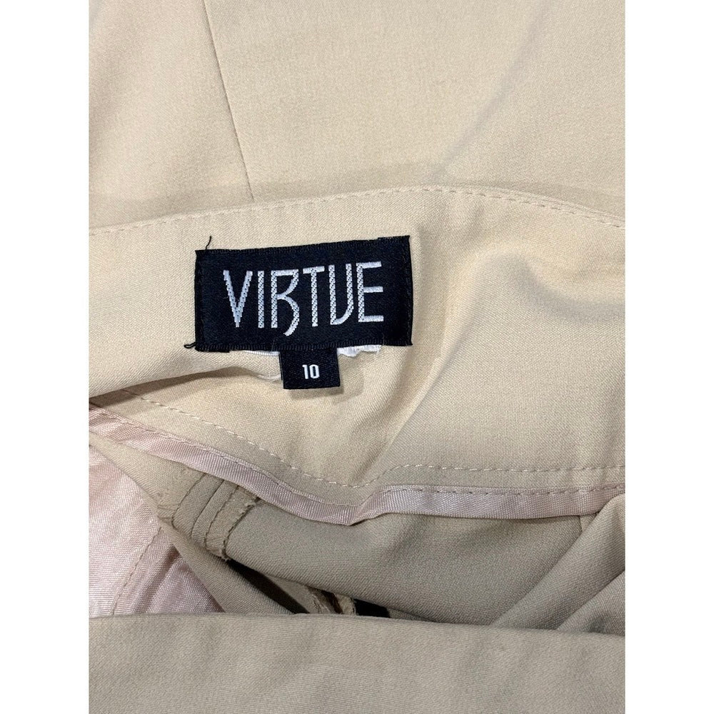 Virtue Tan Stretch Ankle Cropped Pants With Wide Cuffs Ladies Size 10