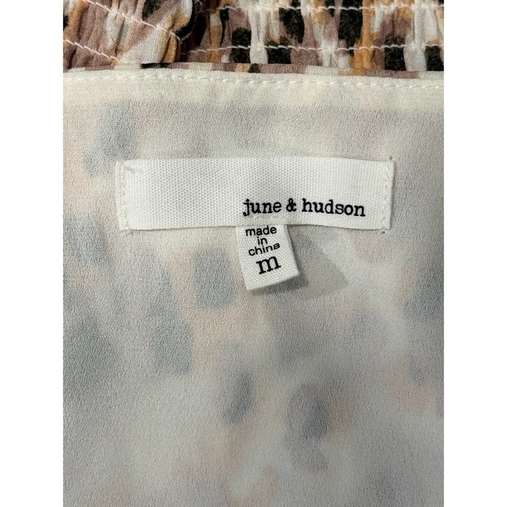 June & Hudson Animal Print Elastic Waist Blouse Ladies Size Medium