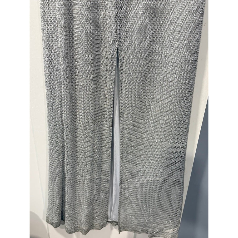 JS Signature Long Sparkly Silver Evening Dress Ladies Size 12