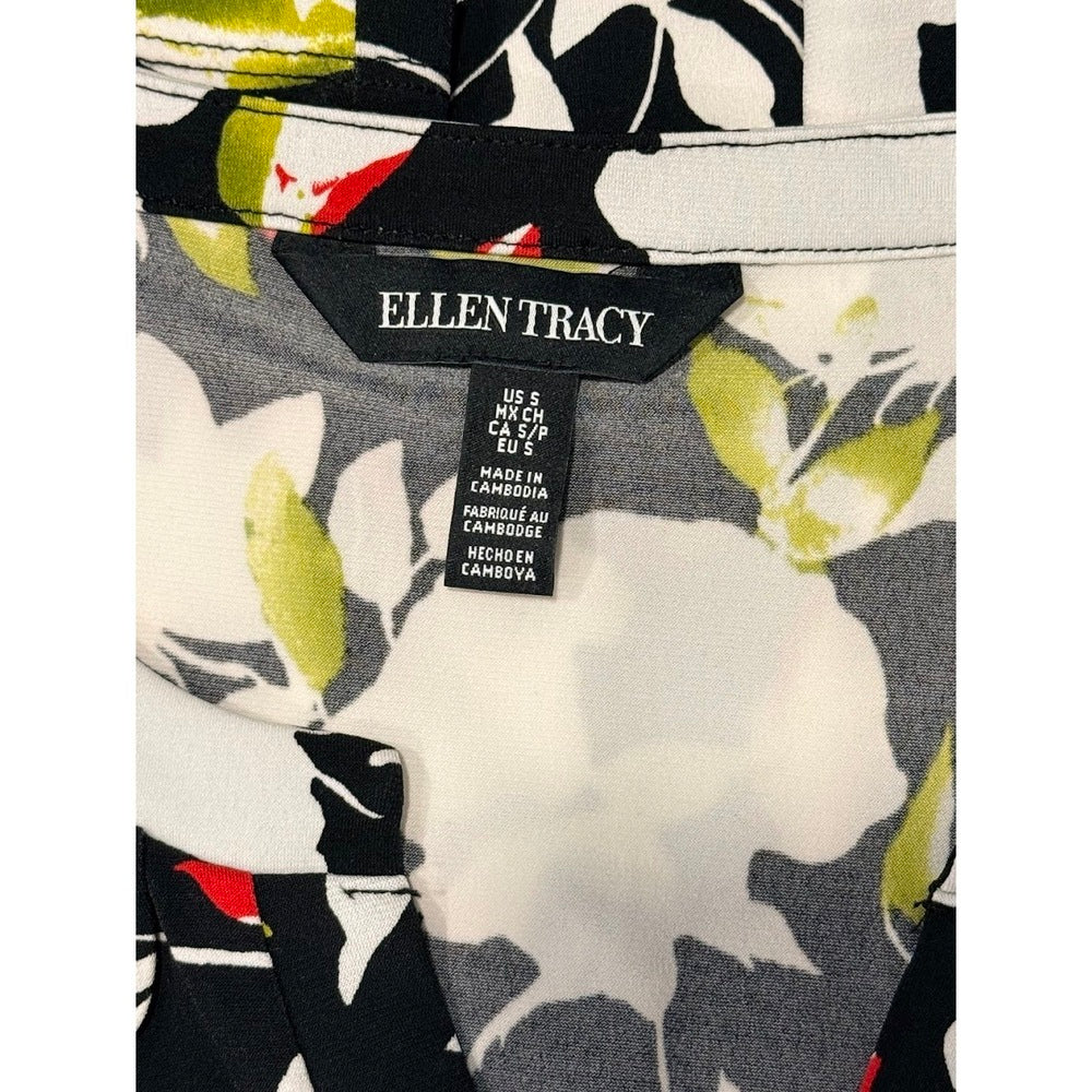 Ellen Tracy Floral Polyester Knit Tunic Blouse Ladies Size Small