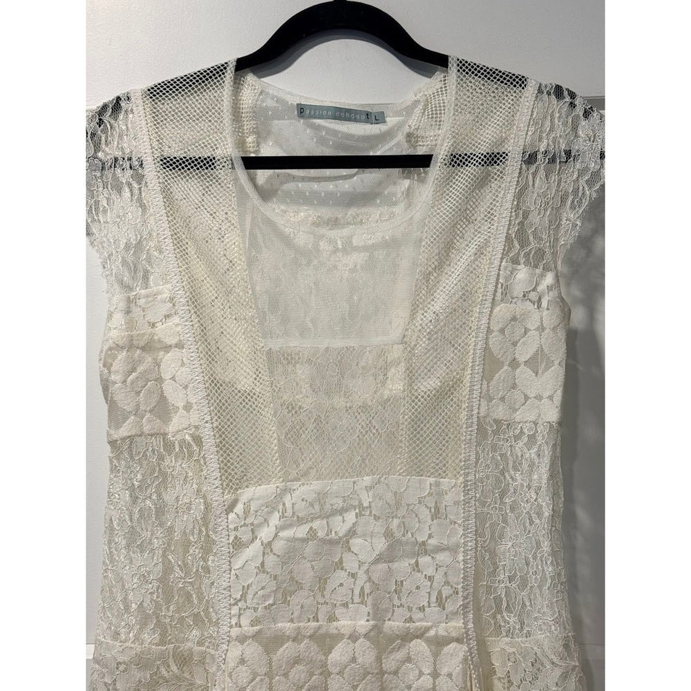 Passion Concept Sheer Lace Tunic Top Ladies Size Large