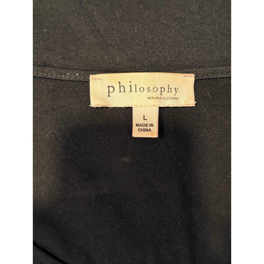 Philosohpy Black Knit T-Shirt Tunic With Sleeve Embellishments Size Large