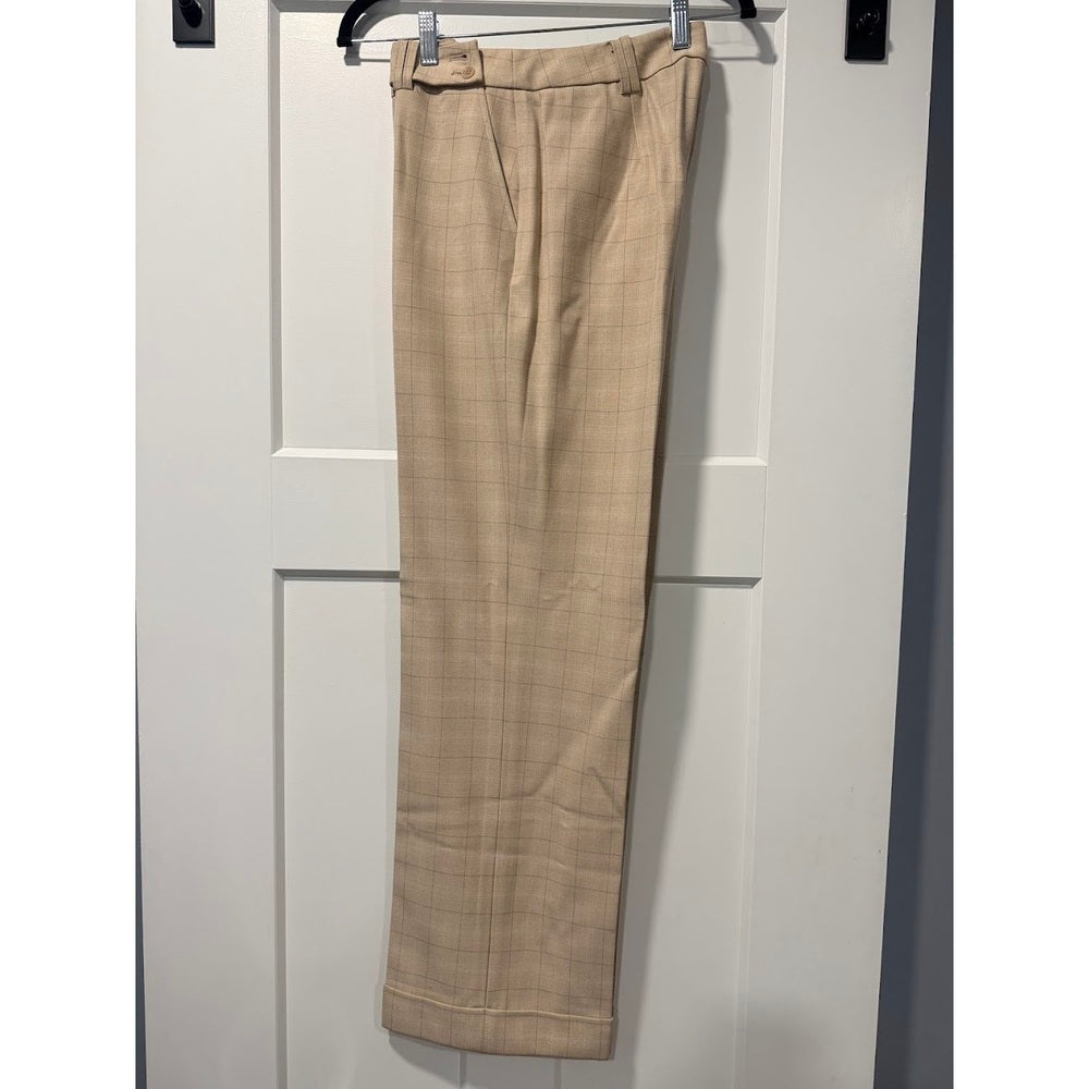 Peck & Peck Tan Windowpane Plaid Dress Pants Ladies Size 8