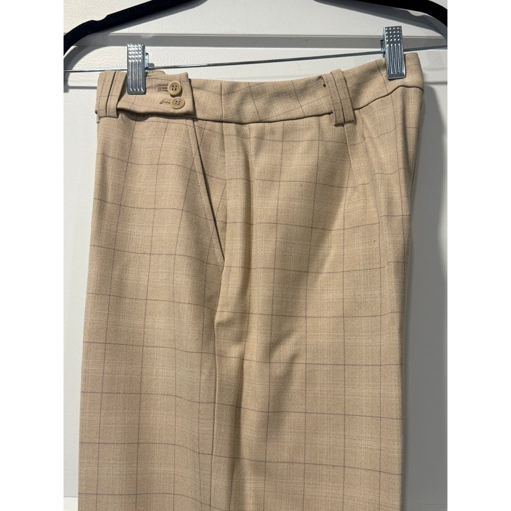 Peck & Peck Tan Windowpane Plaid Dress Pants Ladies Size 8