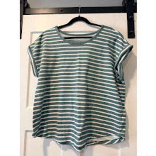 Maurices 24/7 Sage Green Striped Tee Ladies Size XL