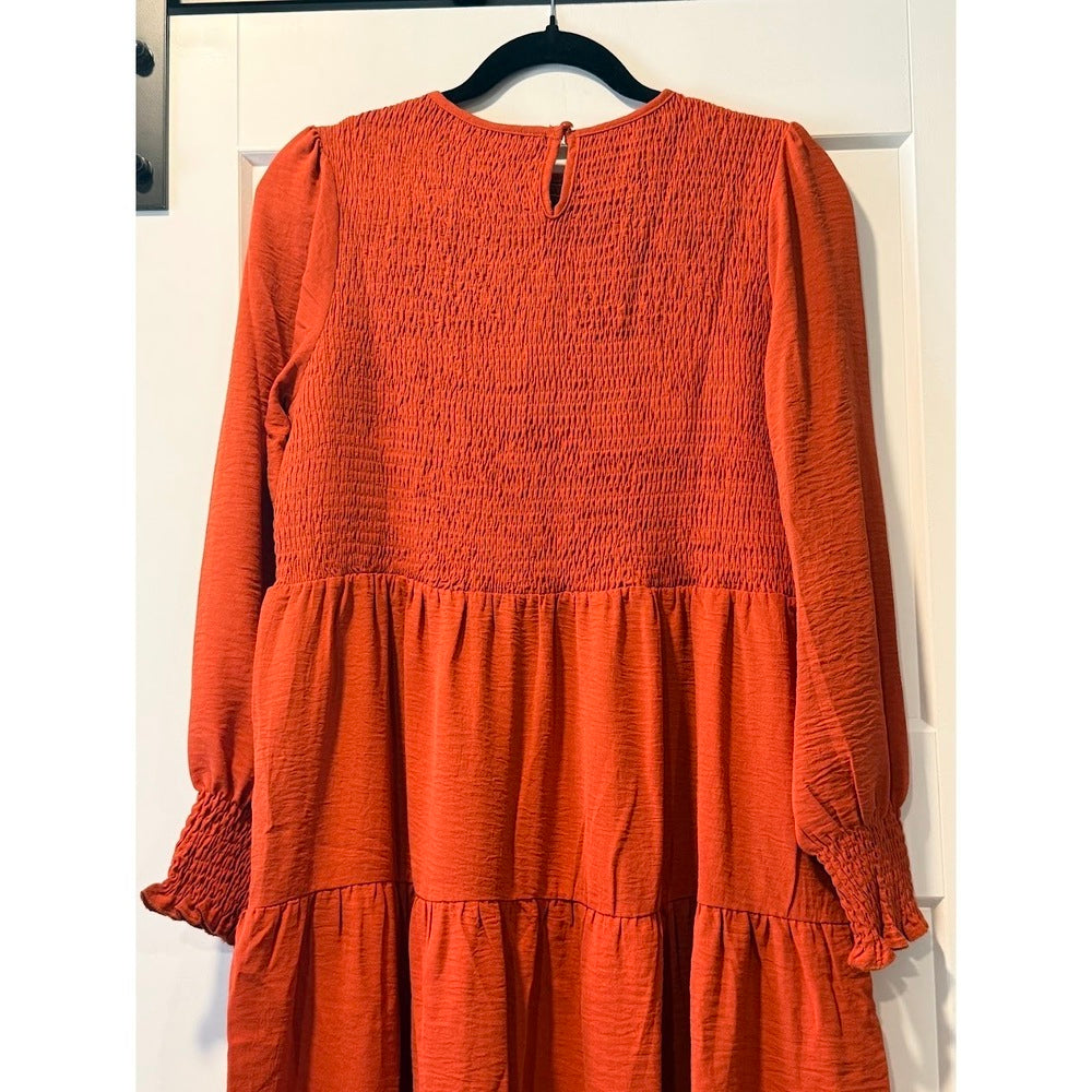 NWT Mengpipi Burnt Orange Stretchy Tiered Dress Ladies Size XL