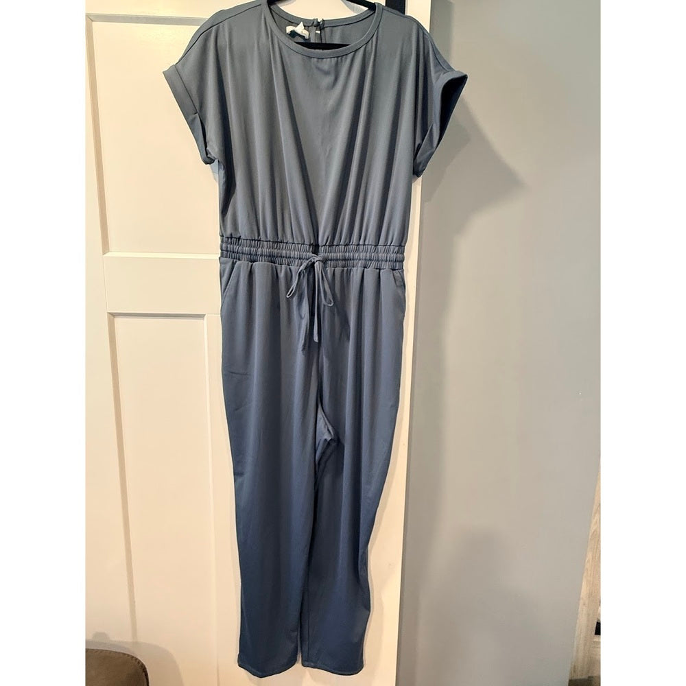 NWOT Maurices Blue Scuba Knit One-Piece Travel Romper Size Large