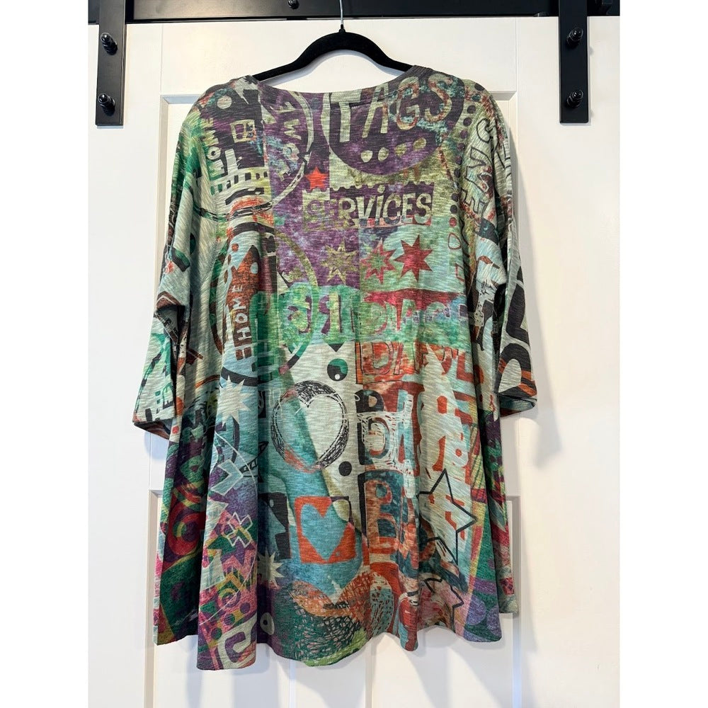 Stylish Inoch Asymmetrical Abstract Tunic Top Ladies Size XL