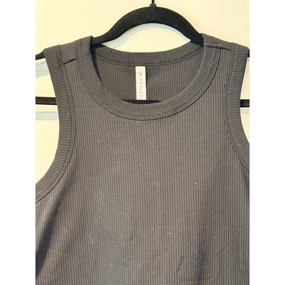 NWT Fabletics Black Ribbed Stretch Tank Top Women's Size 3X